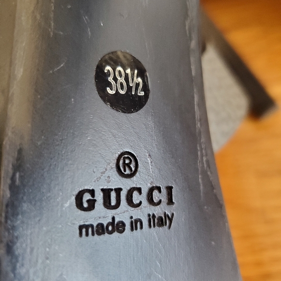 Gucci Pebbled Asphalt Grey Leather Strappy Platform Sandals Women's Shoes  8.5 - Picture 16 of 16